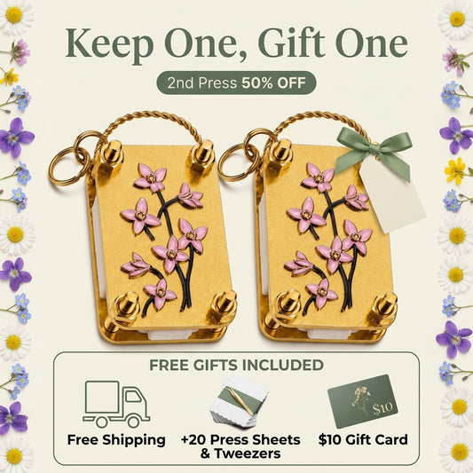 Two Bloomkept mini flower presses with free gifts: keep one, gift one